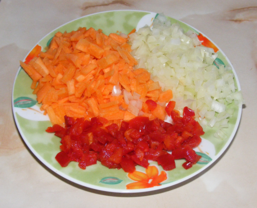 morcov ceapa ardei taiate