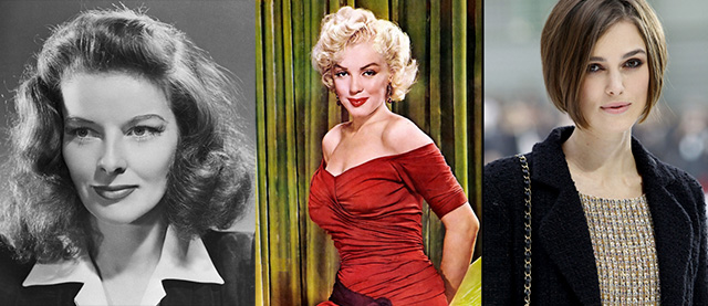 Katharine Hepburn, Marlyn Monroe, Keira Knightley